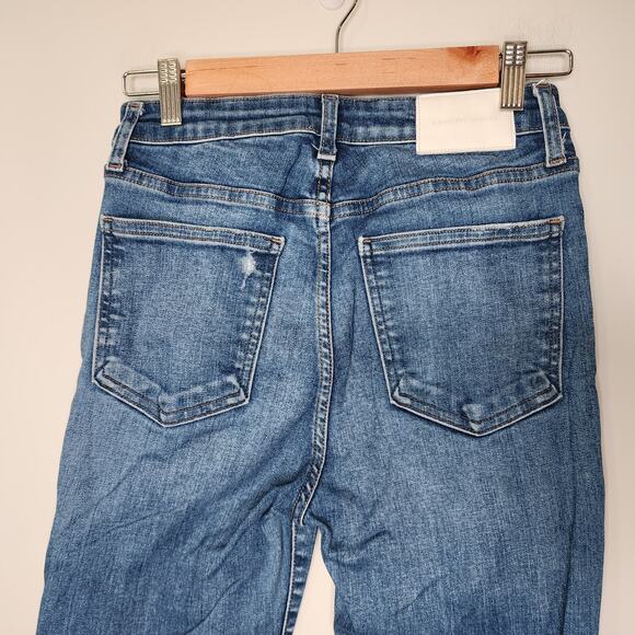 Jonathan Simkhai Standard River High Rise Straight Leg Fringe Hem Jeans 26 - Picture 4 of 7